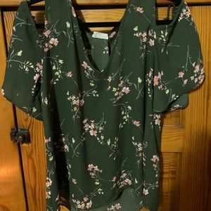 Green blouse with flowers size L